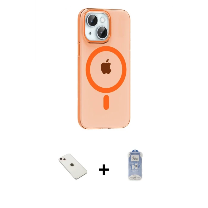ieg™ iPhone 14 Kılıf Pusula Form Özel Seri - Siyah Joko Magic 5D Cam + Diamond Kamera Lens - PE
