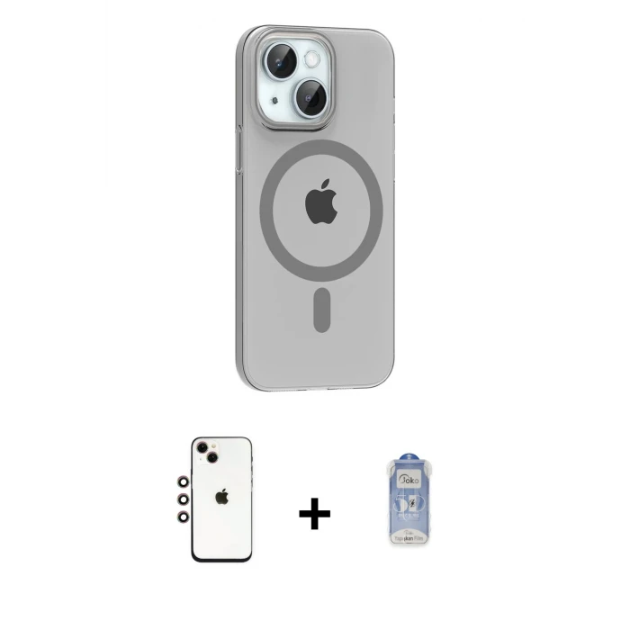 ieg™ iPhone 14 Kılıf Pusula Form Özel Seri - Siyah Joko Magic 5D Cam + Shine Kamera Lens - GI