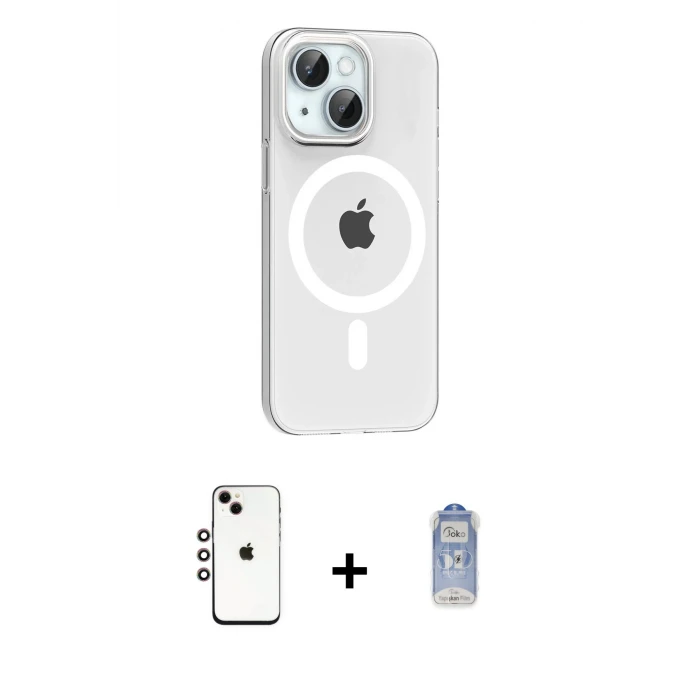 ieg™ iPhone 14 Kılıf Pusula Form Özel Seri - Siyah Joko Magic 5D Cam + Shine Kamera Lens - GI