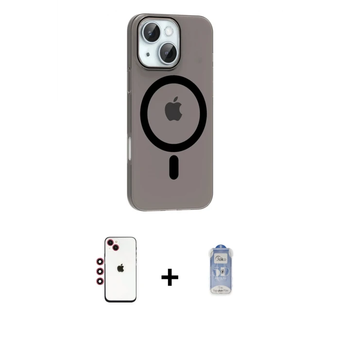 ieg™ iPhone 14 Kılıf Pusula Form Özel Seri - Siyah Joko Magic 5D Cam + Shine Kamera Lens - KI