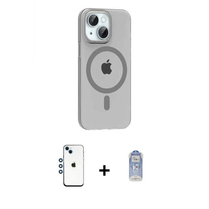 ieg™ iPhone 14 Kılıf Pusula Form Özel Seri - Siyah Joko Magic 5D Cam + Shine Kamera Lens - MI