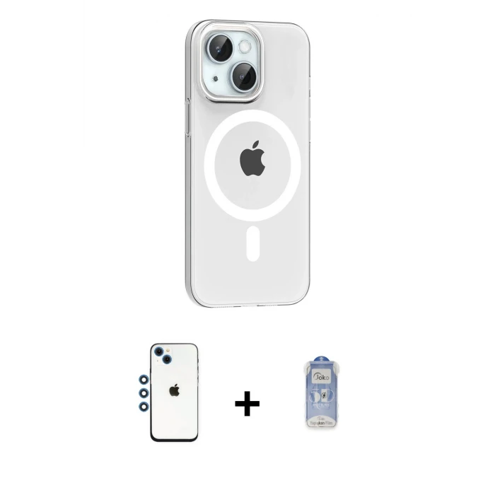 ieg™ iPhone 14 Kılıf Pusula Form Özel Seri - Siyah Joko Magic 5D Cam + Shine Kamera Lens - MI