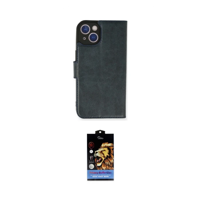 ieg™ iPhone 14 Kılıf Siluet Işık Serisi - Siyah Buffer Hayalet Cam Ekran Koruyucu