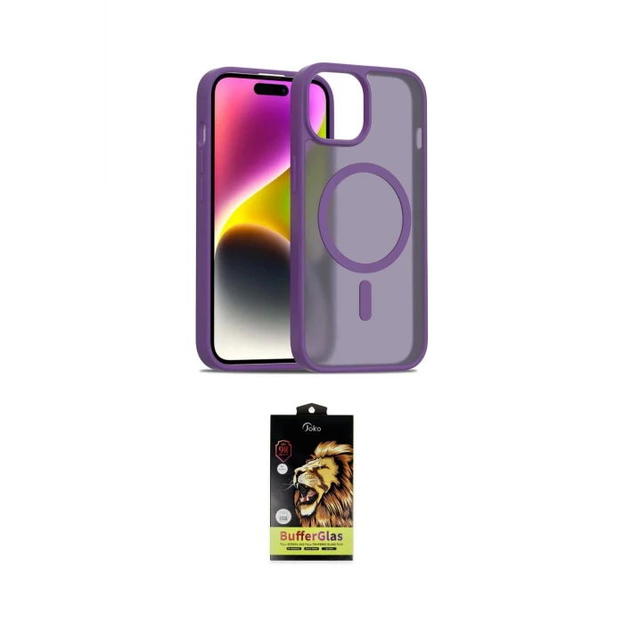 ieg™ iPhone 14 Kılıf Siluet Minimal Prime - Siyah Buffer Cam Ekran Koruyucu