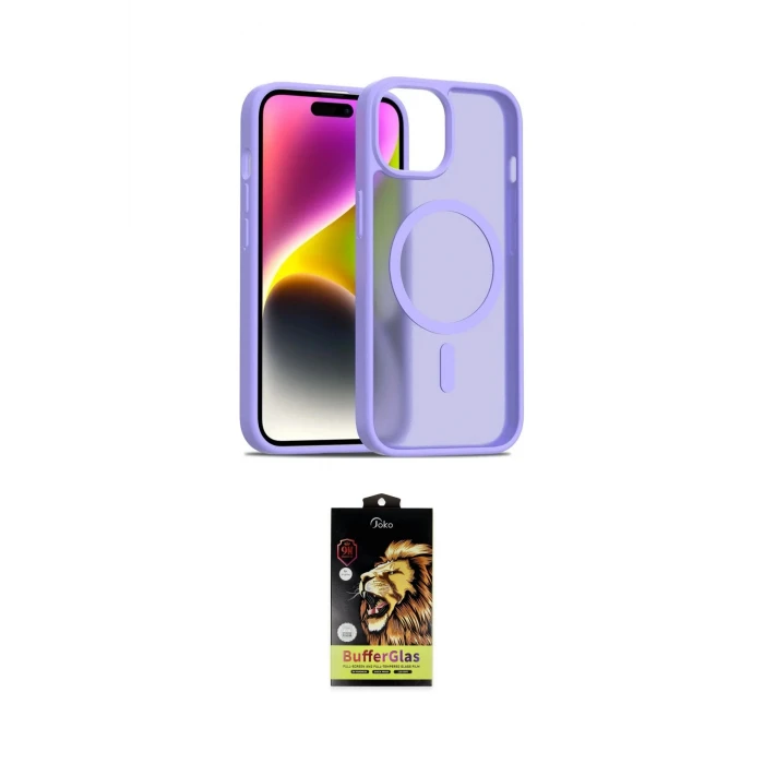 ieg™ iPhone 14 Kılıf Siluet Minimal Prime - Siyah Buffer Cam Ekran Koruyucu