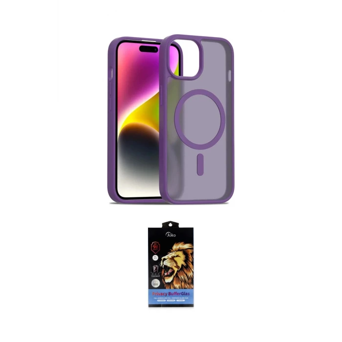 ieg™ iPhone 14 Kılıf Siluet Minimal Prime - Siyah Buffer Hayalet Cam Ekran Koruyucu
