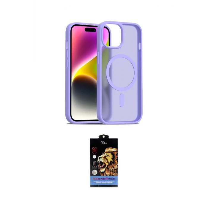 ieg™ iPhone 14 Kılıf Siluet Minimal Prime - Siyah Buffer Hayalet Cam Ekran Koruyucu