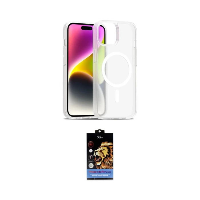ieg™ iPhone 14 Kılıf Siluet Minimal Prime - Siyah Buffer Hayalet Cam Ekran Koruyucu