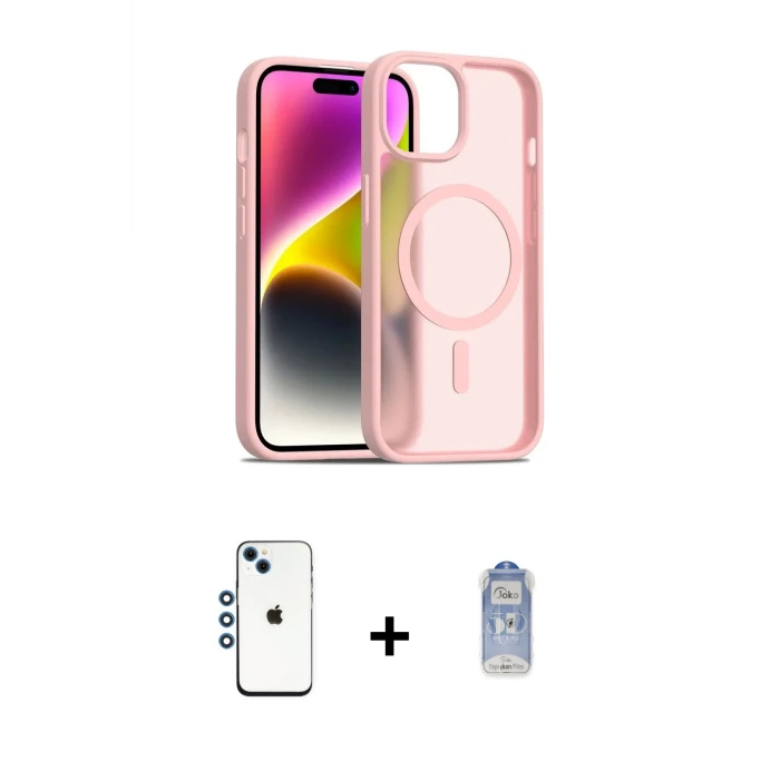 ieg™ iPhone 14 Kılıf Siluet Minimal Prime - Siyah Joko Magic 5D Cam + Shine Kamera Lens - MI