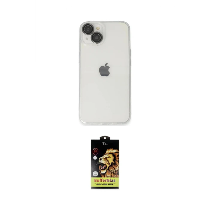 ieg™ iPhone 14 Kılıf Ufuk Minimal Özel Seri - Siyah Buffer Cam Ekran Koruyucu