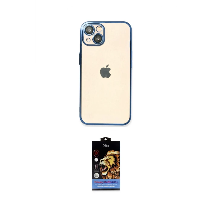 ieg™ iPhone 14 Kılıf Vadi Minimal - Siyah Buffer Hayalet Cam Ekran Koruyucu