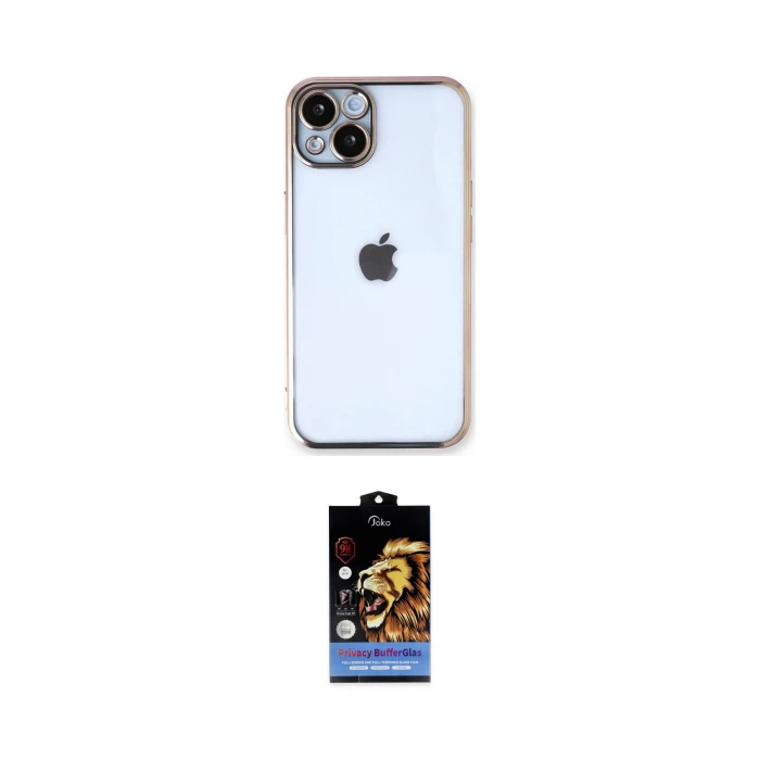 ieg™ iPhone 14 Kılıf Vadi Minimal - Siyah Buffer Hayalet Cam Ekran Koruyucu