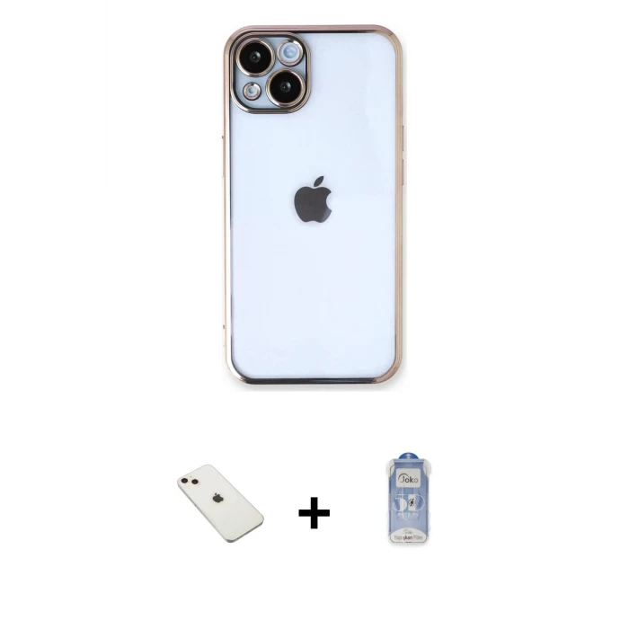 ieg™ iPhone 14 Kılıf Vadi Minimal - Siyah Joko Magic 5D Cam + Diamond Kamera Lens - PE