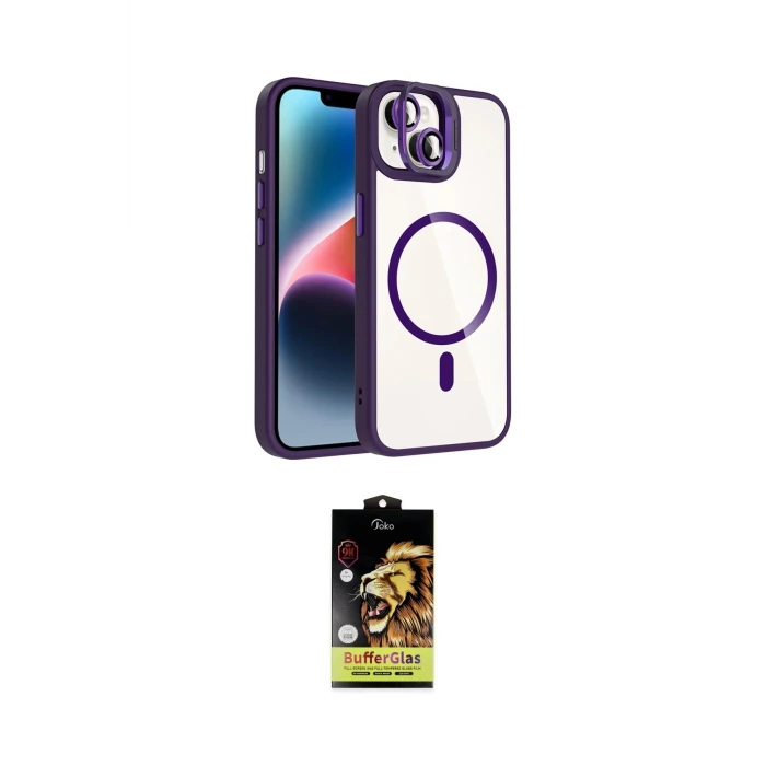 ieg™ iPhone 14 Kılıf Yadigar Asil Koleksiyonu - Siyah Buffer Cam Ekran Koruyucu