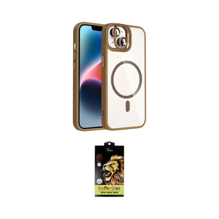 ieg™ iPhone 14 Kılıf Yadigar Asil Koleksiyonu - Siyah Buffer Cam Ekran Koruyucu
