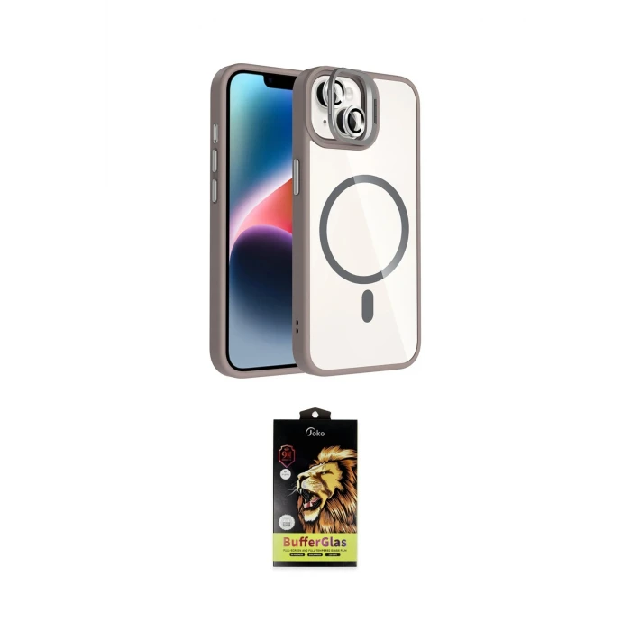 ieg™ iPhone 14 Kılıf Yadigar Asil Koleksiyonu - Siyah Buffer Cam Ekran Koruyucu