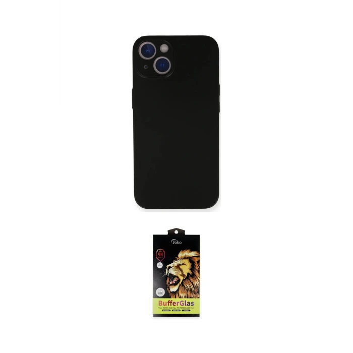 ieg™ iPhone 14 Kılıf Yadigar Yansıma Serisi - Siyah Buffer Cam Ekran Koruyucu