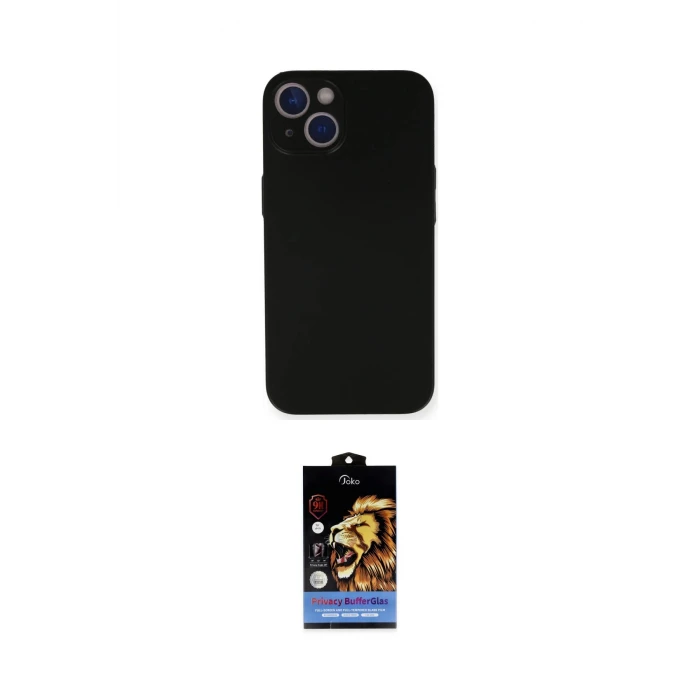 ieg™ iPhone 14 Kılıf Yadigar Yansıma Serisi - Siyah Buffer Hayalet Cam Ekran Koruyucu