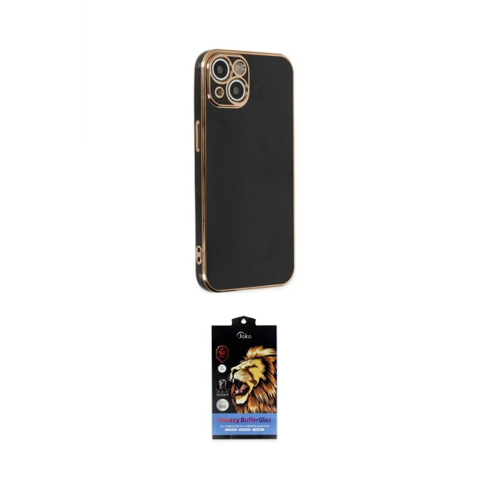 ieg™ iPhone 14 Kılıf Yankı Serisi - Siyah Buffer Hayalet Cam Ekran Koruyucu