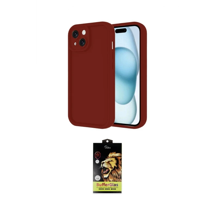ieg™ iPhone 14 Kılıf Yankı Yansıma Özel Seri - Siyah Buffer Cam Ekran Koruyucu