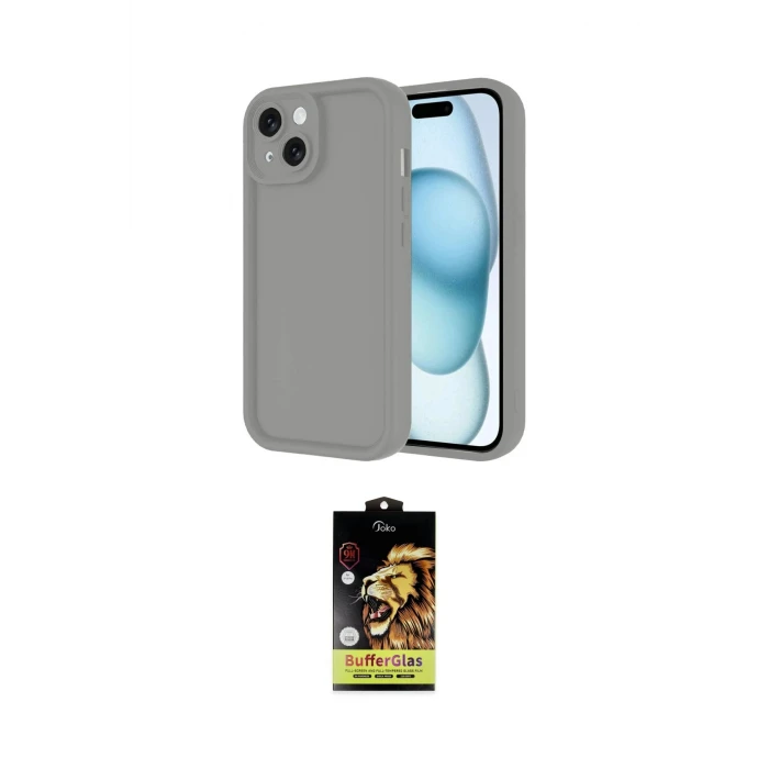 ieg™ iPhone 14 Kılıf Yankı Yansıma Özel Seri - Siyah Buffer Cam Ekran Koruyucu