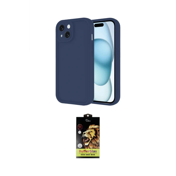 ieg™ iPhone 14 Kılıf Yankı Yansıma Özel Seri - Siyah Buffer Cam Ekran Koruyucu