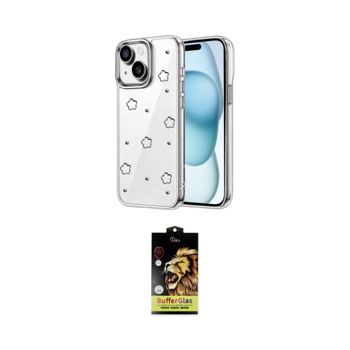 ieg™ iPhone 14 Kılıf Yörünge Form - Siyah Buffer Cam Ekran Koruyucu