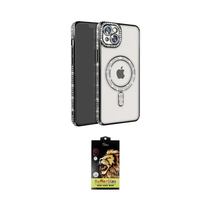 ieg™ iPhone 14 Kılıf Zirve Doku Prime - Siyah Buffer Cam Ekran Koruyucu