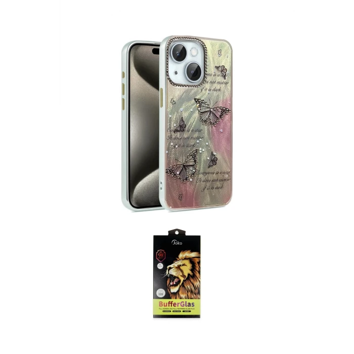 ieg™ iPhone 14 Kılıf Zirve Modern Prime - Siyah Buffer Cam Ekran Koruyucu