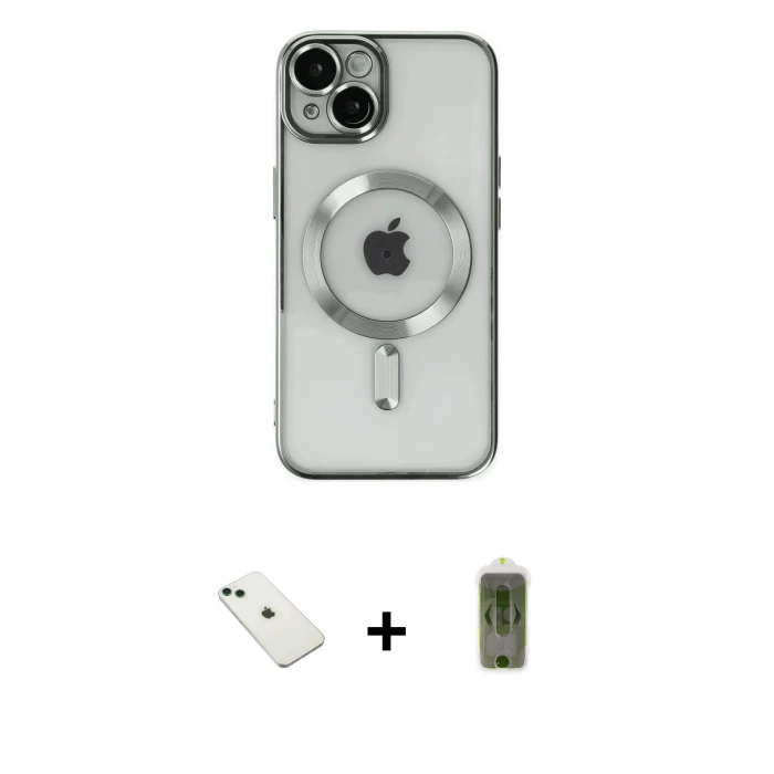 ieg™ iPhone 14 Nova Işık Özel Seri - Siyah Joko Magic 5D Hayalet Cam + Yeşil Diamond Kamera Lens