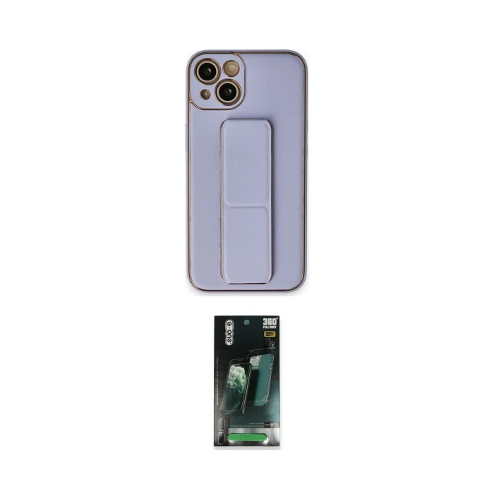ieg™ iPhone 14 Plus Kılıf Akış Doku - Siyah 360 Mat Full Body Arka Koruyucu
