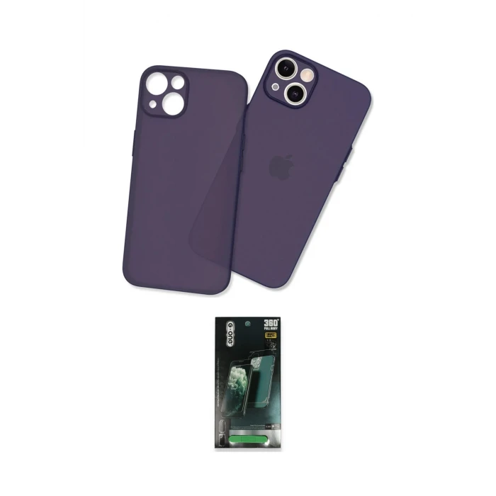 ieg™ iPhone 14 Plus Kılıf Atlas Minimal Prime - Siyah 360 Mat Full Body Arka Koruyucu