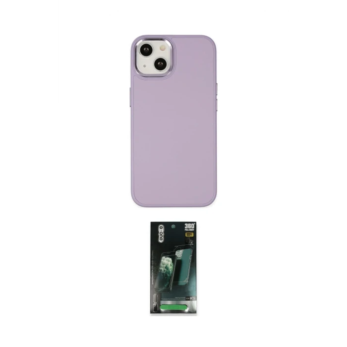 ieg™ iPhone 14 Plus Kılıf Çekirdek Çizgi - Siyah 360 Mat Full Body Arka Koruyucu