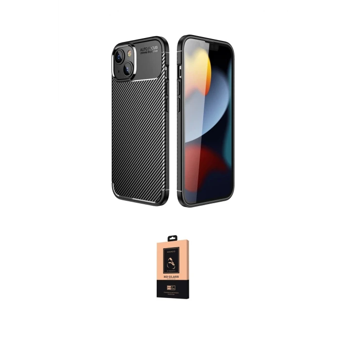 ieg™ iPhone 14 Plus Kılıf Eksen Form Prime - Şeffaf Maxco Cam Ekran Koruyucu