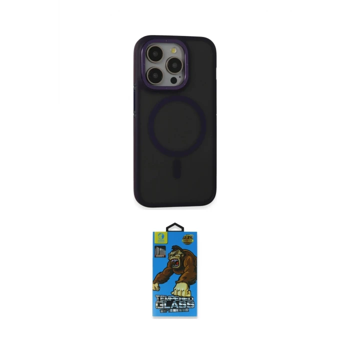 ieg™ iPhone 14 Pro Kılıf Ahenk Form Serisi - Siyah 18D Cam Ekran Koruyucu