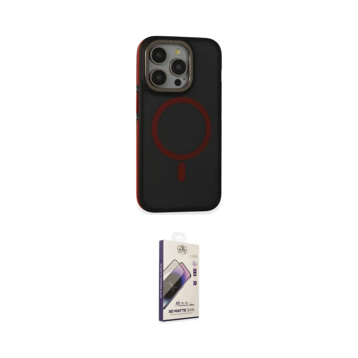 ieg™ iPhone 14 Pro Kılıf Ahenk Form Serisi - Siyah Bilvis 3D Mat Cam Ekran Koruyucu