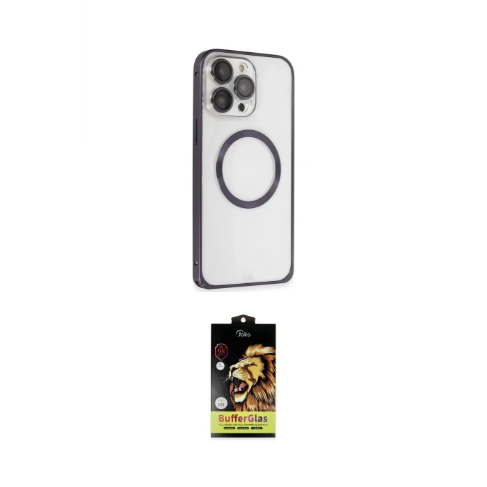 ieg™ iPhone 14 Pro Kılıf Ahenk Işık Serisi - Siyah Buffer Cam Ekran Koruyucu