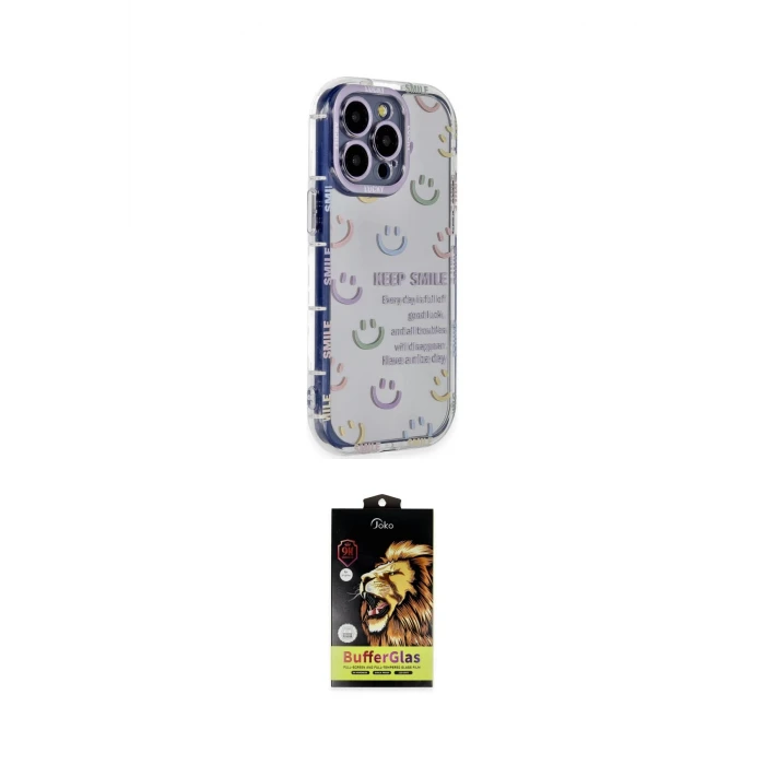 ieg™ iPhone 14 Pro Kılıf Ahenk Modern Serisi - Siyah Buffer Cam Ekran Koruyucu