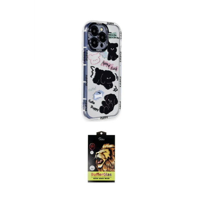 ieg™ iPhone 14 Pro Kılıf Ahenk Modern Serisi - Siyah Buffer Cam Ekran Koruyucu