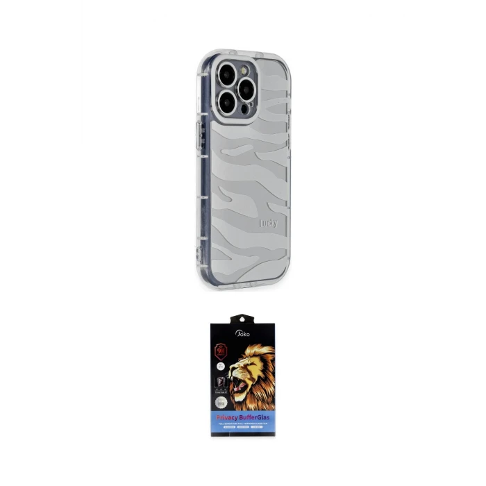 ieg™ iPhone 14 Pro Kılıf Ahenk Modern Serisi - Siyah Buffer Hayalet Cam Ekran Koruyucu