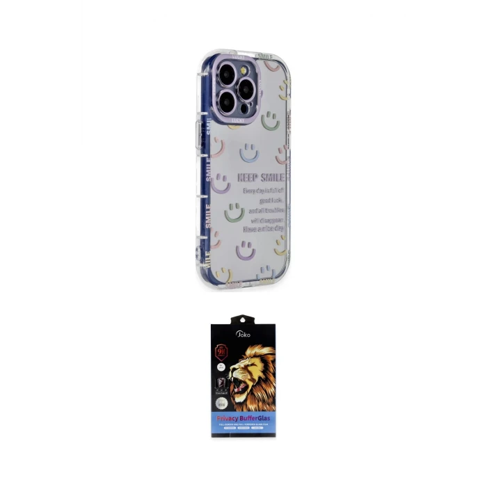 ieg™ iPhone 14 Pro Kılıf Ahenk Modern Serisi - Siyah Buffer Hayalet Cam Ekran Koruyucu