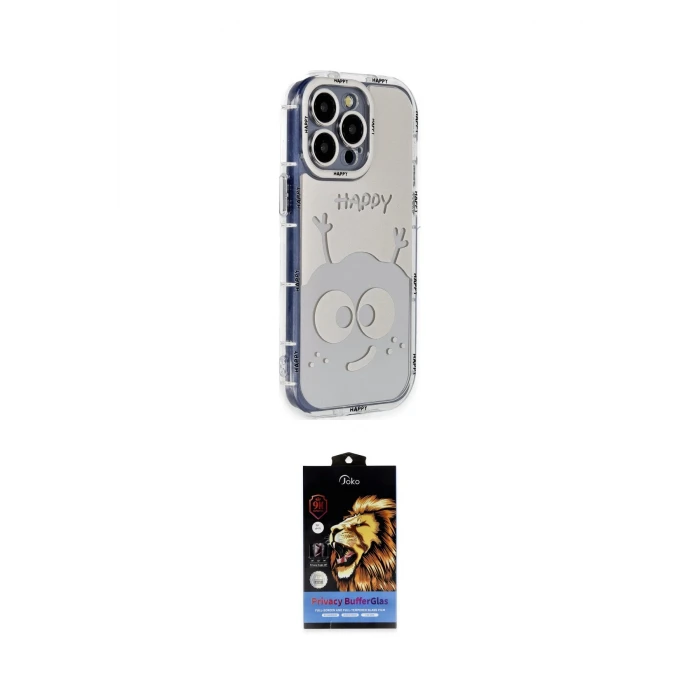 ieg™ iPhone 14 Pro Kılıf Ahenk Modern Serisi - Siyah Buffer Hayalet Cam Ekran Koruyucu