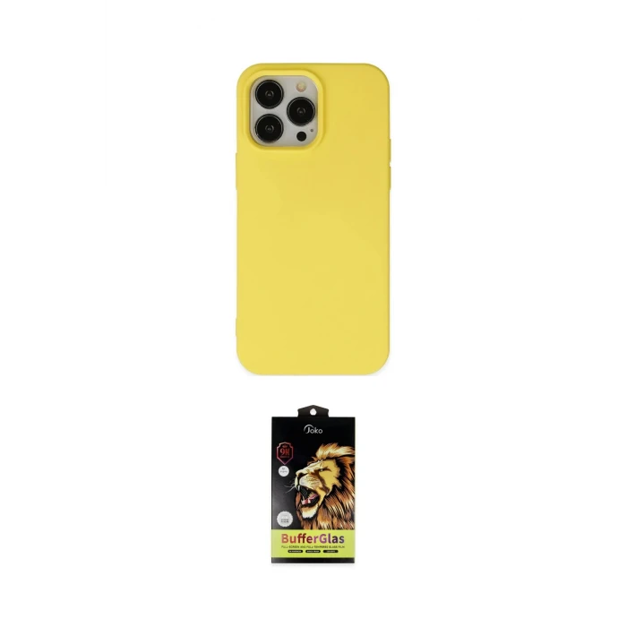 ieg™ iPhone 14 Pro Kılıf Ahenk Serisi - Siyah Buffer Cam Ekran Koruyucu