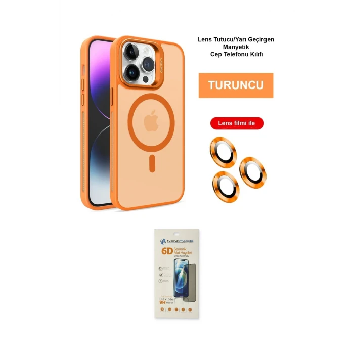 ieg™ iPhone 14 Pro Kılıf Akış Form - Siyah 6D Mat Seramik Hayalet Nano Ekran Koruyucu
