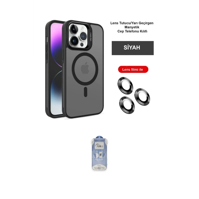 ieg™ iPhone 14 Pro Kılıf Akış Form - Siyah Joko Magic 5D Cam