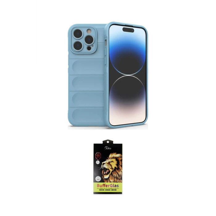 ieg™ iPhone 14 Pro Kılıf Atlas Koleksiyonu - Siyah Buffer Cam Ekran Koruyucu