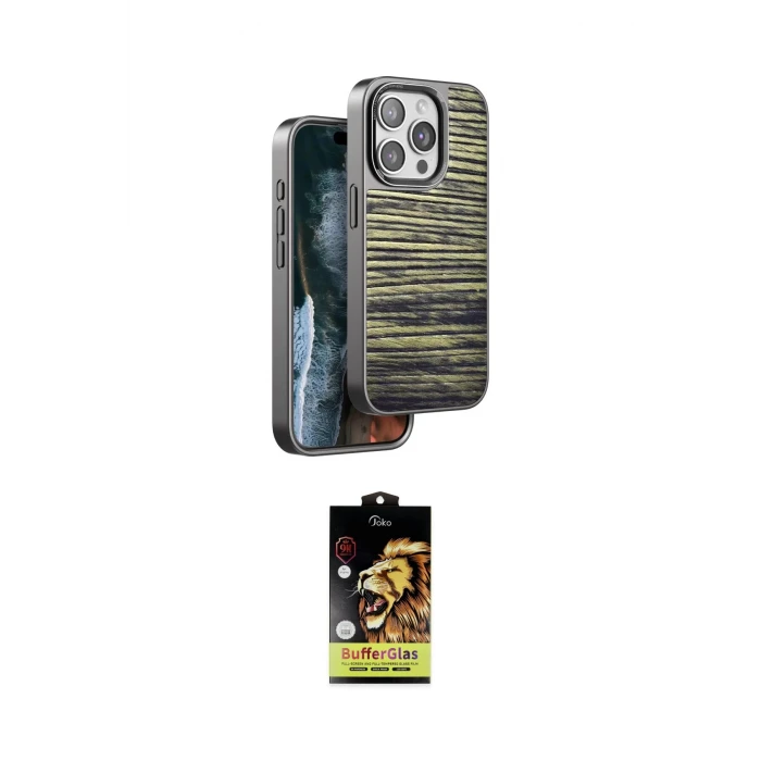 ieg™ iPhone 14 Pro Kılıf Atlas Minimal Özel Seri - Siyah Buffer Cam Ekran Koruyucu