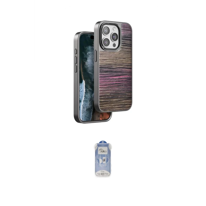 ieg™ iPhone 14 Pro Kılıf Atlas Minimal Özel Seri - Siyah Joko Magic 5D Cam