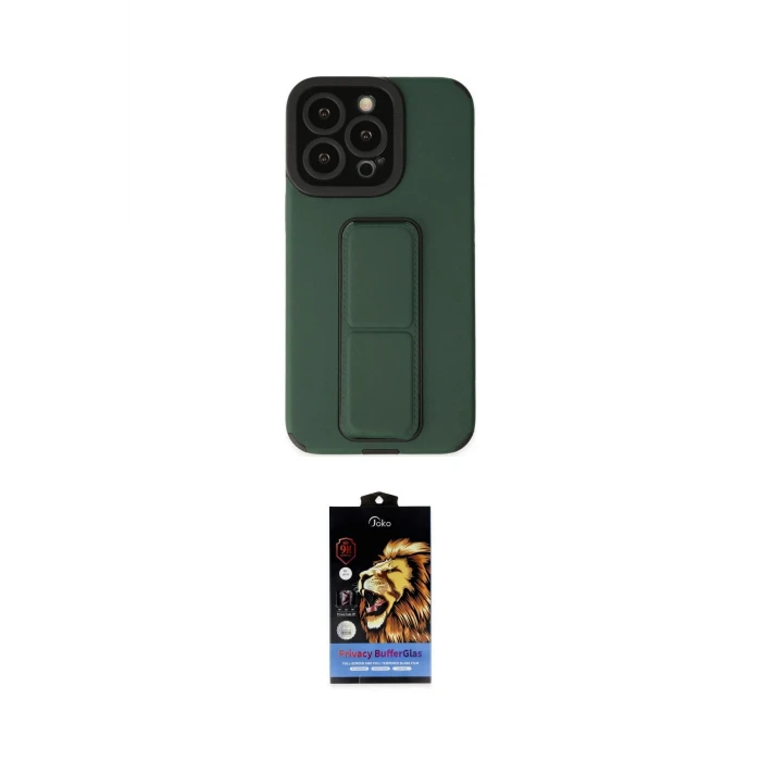 ieg™ iPhone 14 Pro Kılıf Çekirdek Yansıma - Siyah Buffer Hayalet Cam Ekran Koruyucu