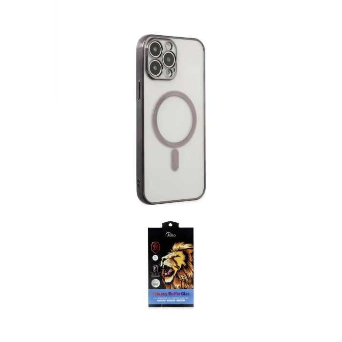ieg™ iPhone 14 Pro Kılıf Doruk Minimal - Siyah Buffer Hayalet Cam Ekran Koruyucu